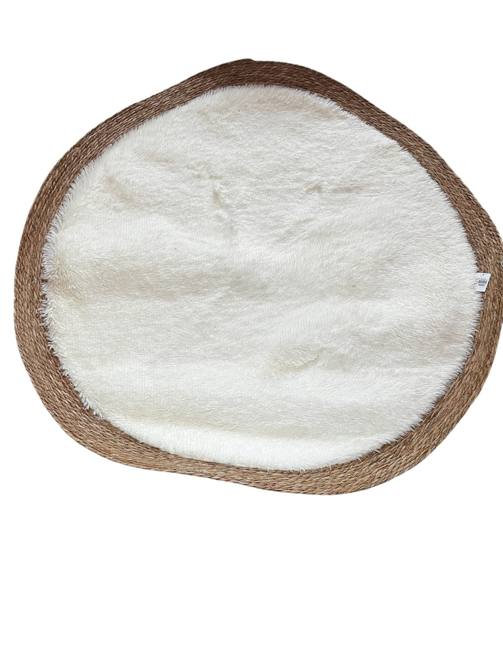 Alfombra redonda blanca, con borde de yute 150CM 