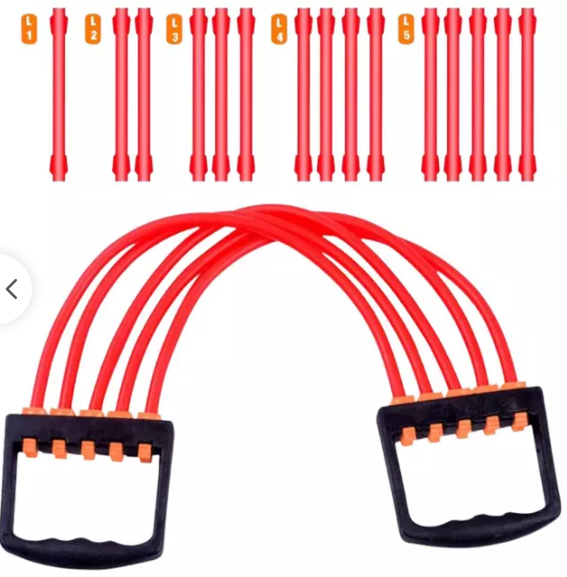 Expansor de Pecho con 5 Bandas Ajustables - Elásticos de Resistencia para Ejercicio