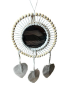 Espejo Redondo Decorativo con Marco de Macramé y Plumas - Estilo Boho