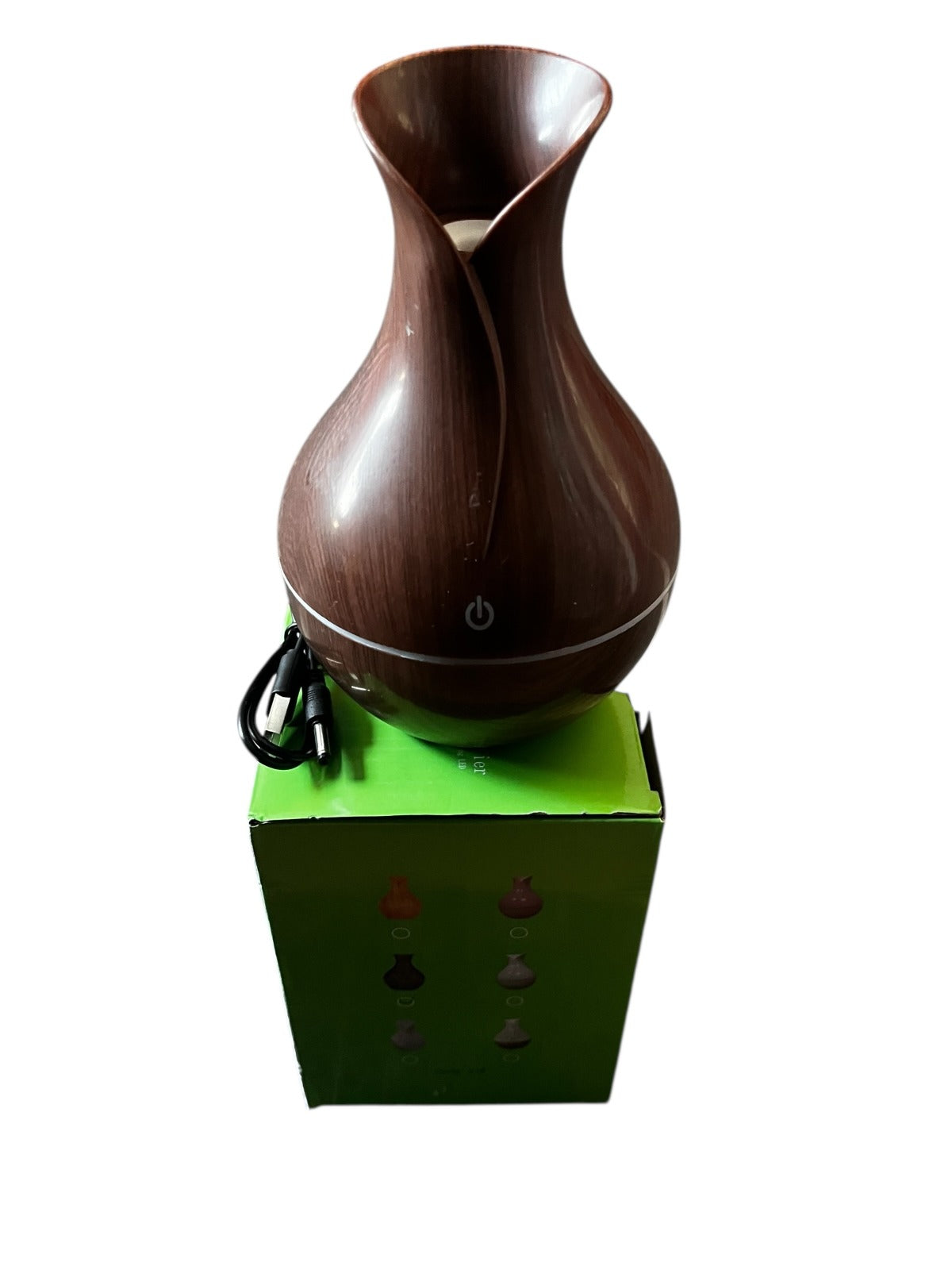 Humidificador Ultrasónico de Aromaterapia 300ml - Diseño Florero Madera