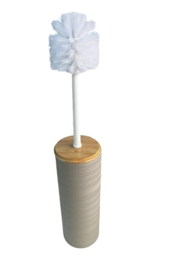 Cepillo de limpieza de baño con recipiente para guardado y tapa de bambu