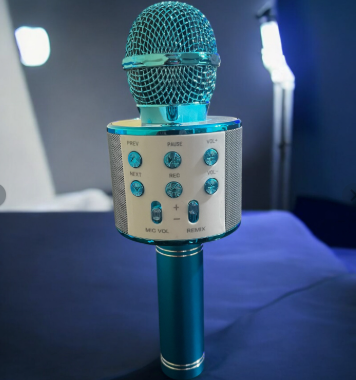 Micrófono Inalámbrico Bluetooth con Karaoke y Altavoz color azul