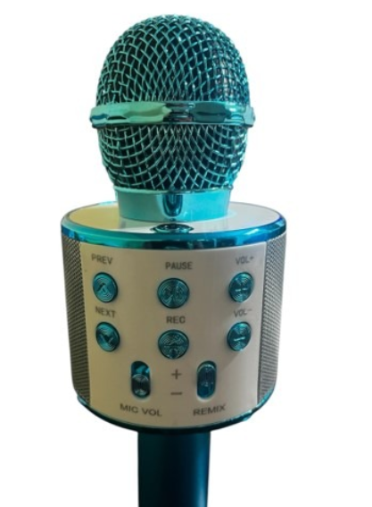 Micrófono Inalámbrico Bluetooth con Karaoke y Altavoz color azul