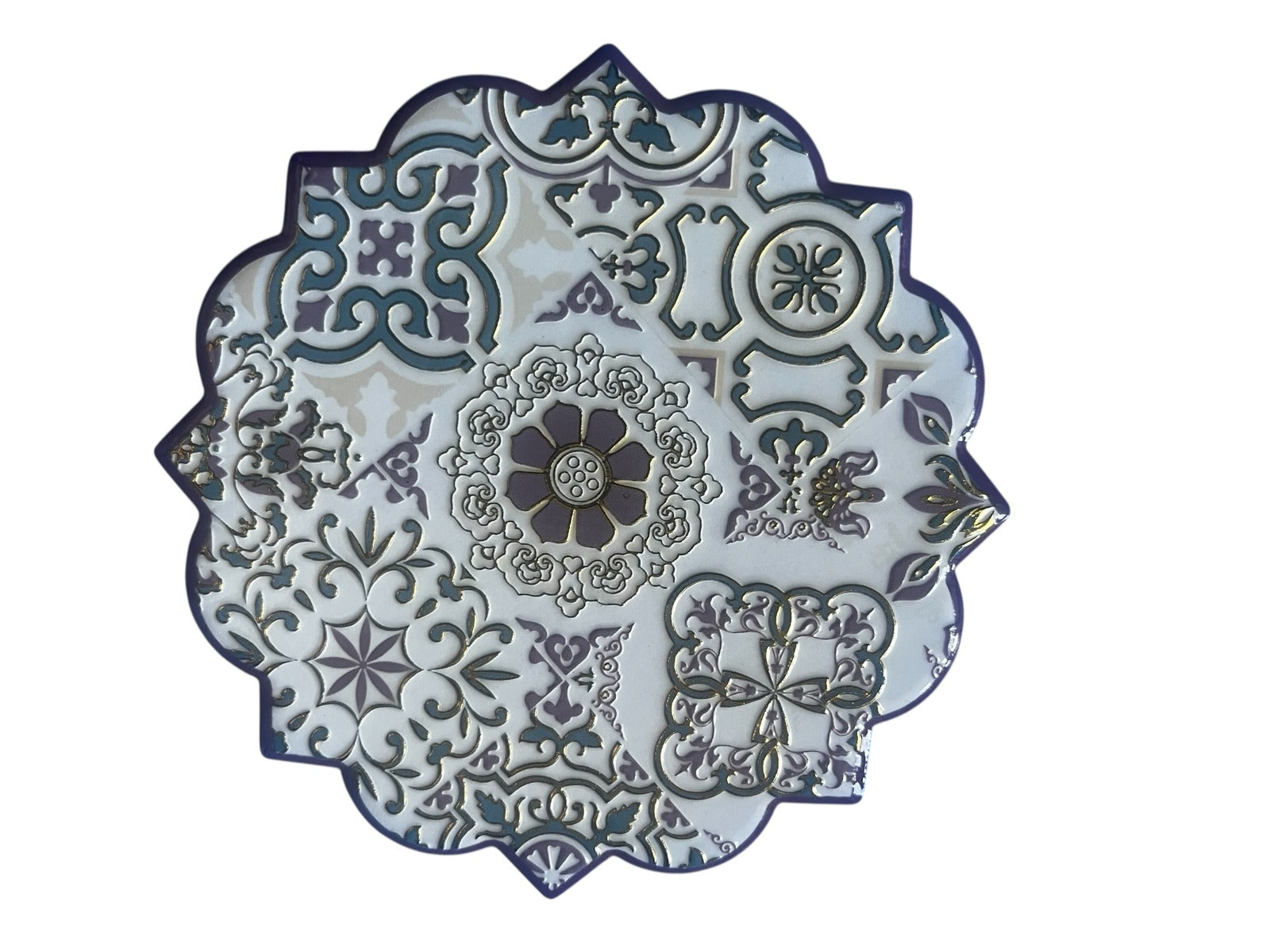 Posavasos Forma Flor Diseño Azulejos Portugueses - Estilo Mediterráneo con relieve