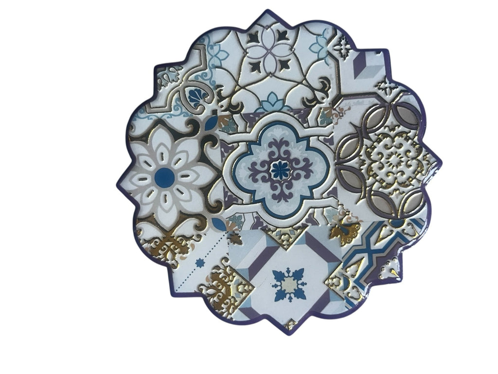 Posavasos Forma Flor Diseño Azulejos Portugueses - Estilo Mediterráneo con relieve