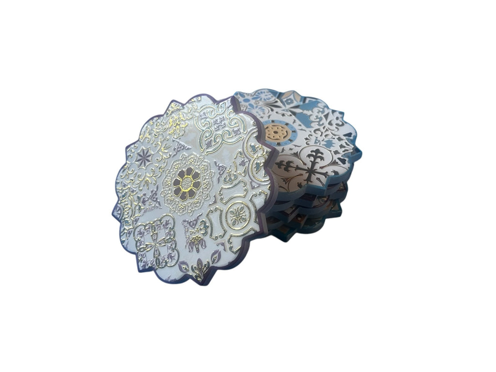 set de 6 posavasos Forma Flor Diseño Azulejos Portugueses - Estilo Mediterráneo con relieve