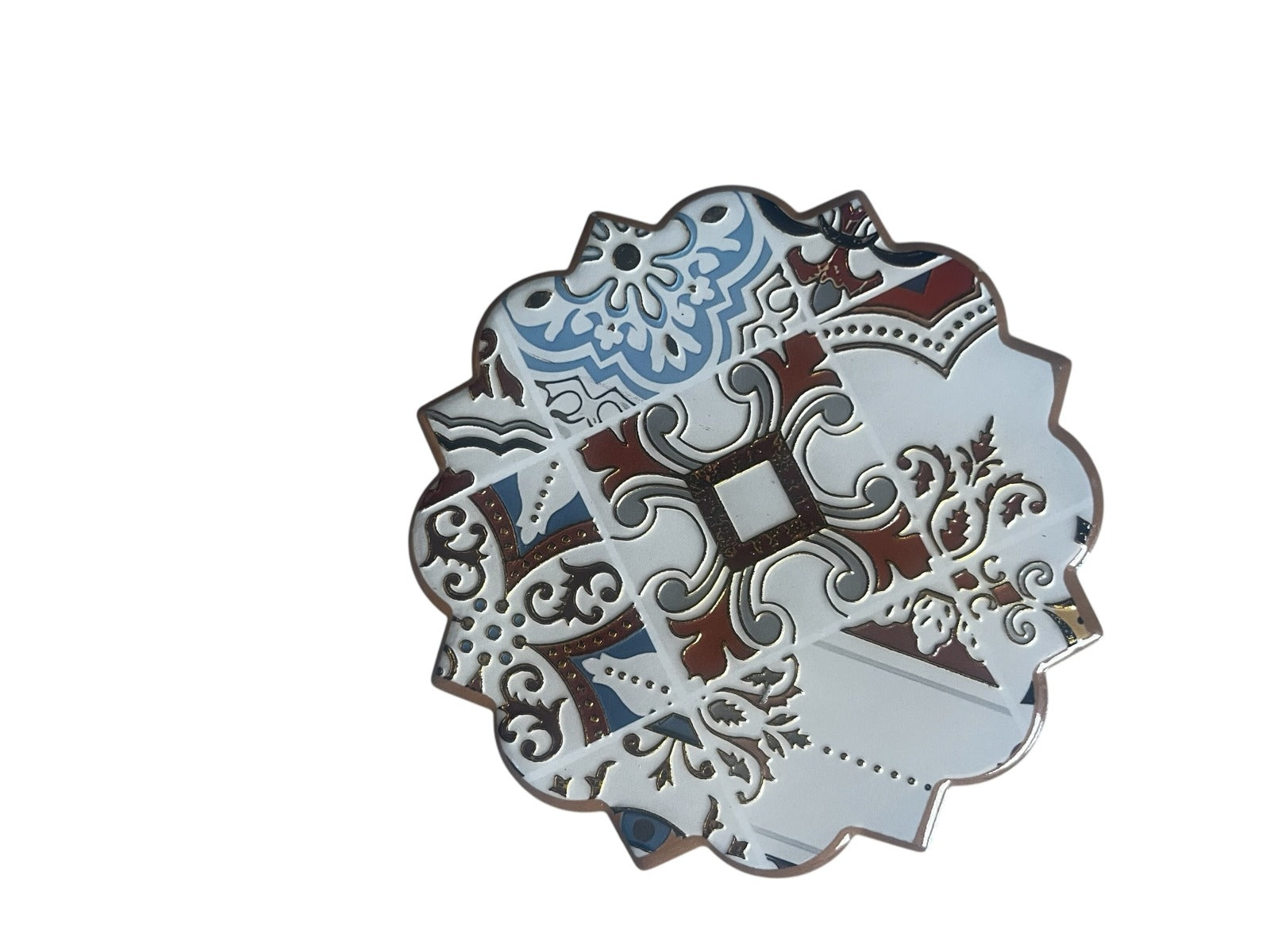 Posavasos Forma Flor Diseño Azulejos Portugueses - Estilo Mediterráneo con relieve