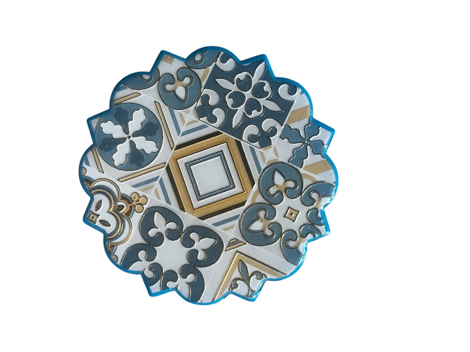 Posavasos Forma Flor Diseño Azulejos Portugueses - Estilo Mediterráneo con relieve