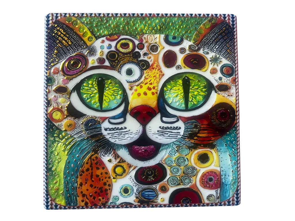 Posavaso cuadrado 12x12 diseño gato 