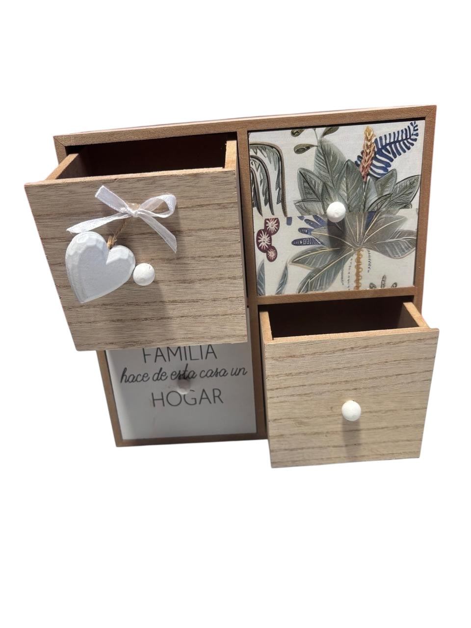 Caja Organizadora de Madera con 4 Cajones - Diseño Familia y Hogar