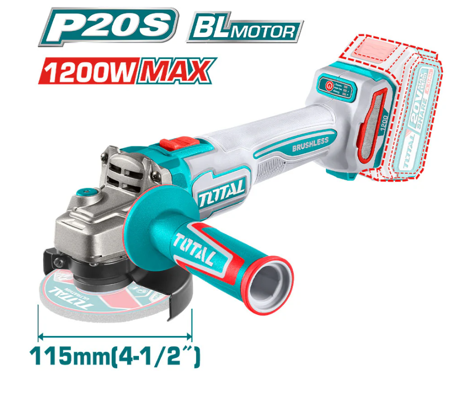 Esmeril Angular Brushless 20V P20S TOTAL 115mm 1200W
