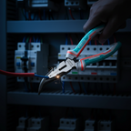 Usando alicate punta doblada en tablero eléctrico