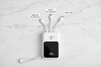 Power bank con 3 cables integrados Lightning Type-C y Micro USB extendidos