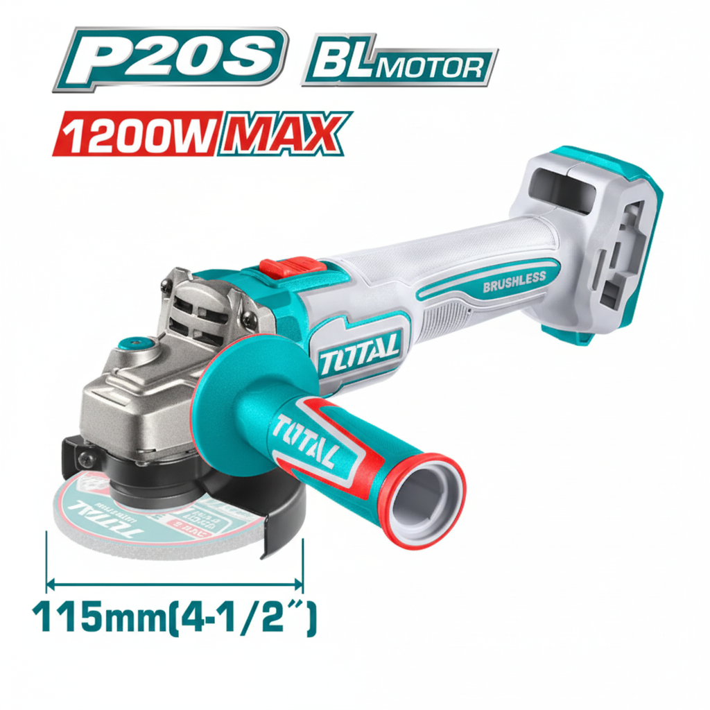 Esmeril Angular TOTAL P20S Brushless 115mm vista lateral