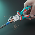Alicate diagonal TOTAL cortando cable de cobre