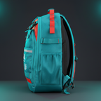 Vista lateral mochila TOTAL Super mostrando bolsillos y correas ergonómicas