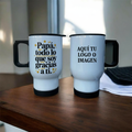 Mug aluminio personalizado - ejemplo diseño papá y espacio para tu logo