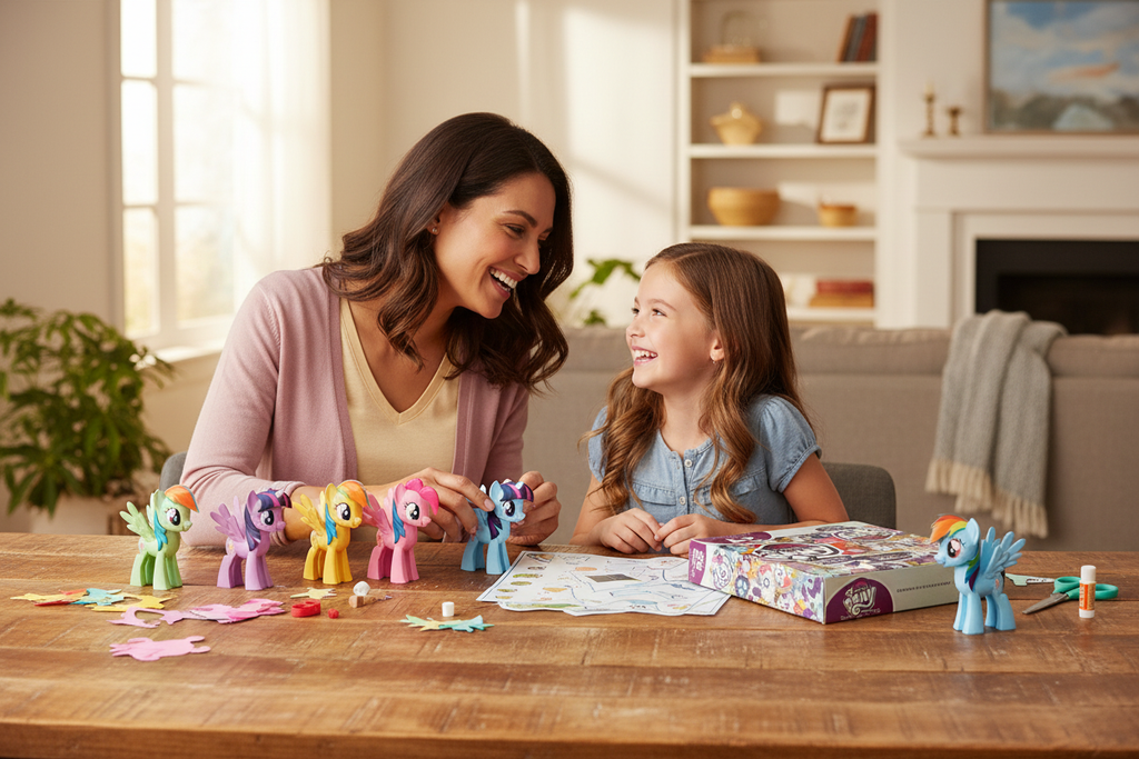 Actividad en familia armando figuras My Little Pony