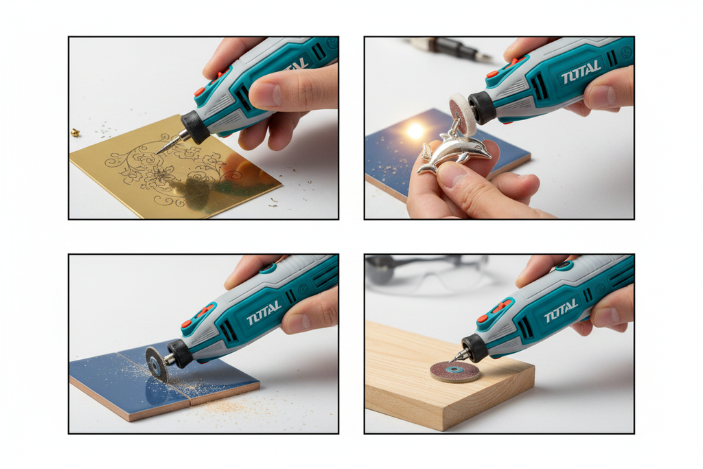 Múltiples usos del Mini Grinder TOTAL: grabar, pulir, cortar y lijar