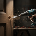 Broca mecha plana 25mm TOTAL perforando tablón de madera