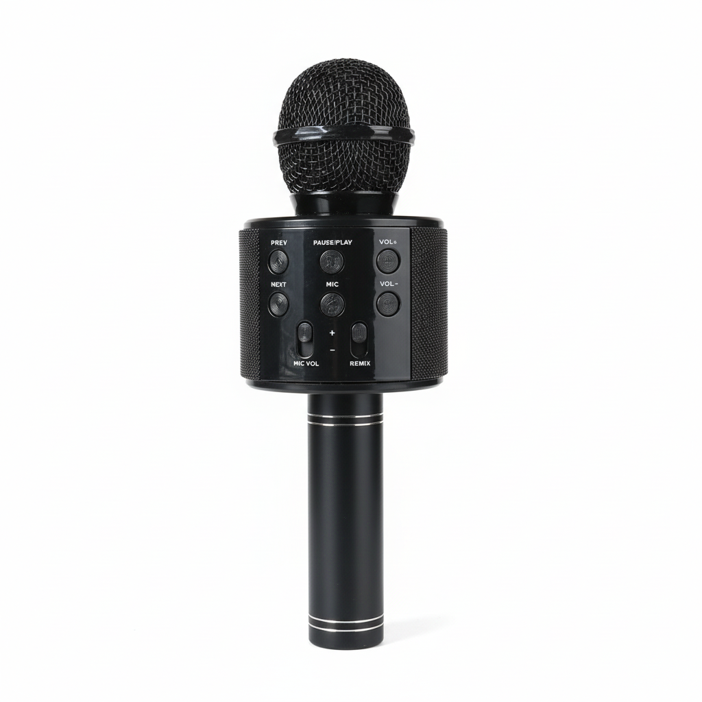 Micrófono Inalámbrico Bluetooth con Karaoke y Altavoz color negro