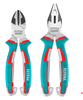 Set Alicates TOTAL Industrial 2 Piezas – Universal 200mm + Diagonal 180mm CrV
