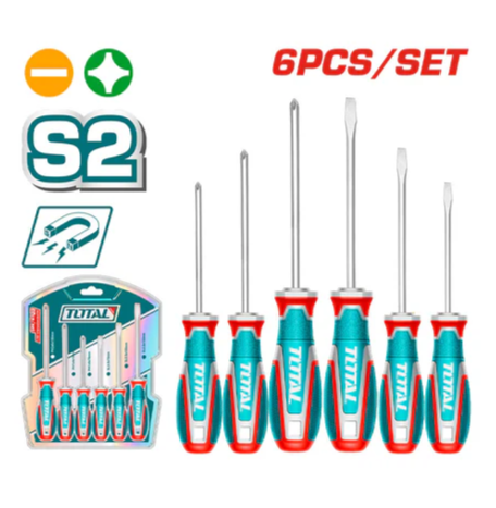 Set de Destornilladores 6 Piezas TOTAL S2 – Punta Magnética