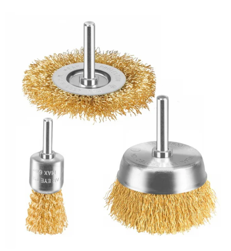 Set Escobillas de Alambre 3 Piezas para Taladro – Alambre Rizado Latón